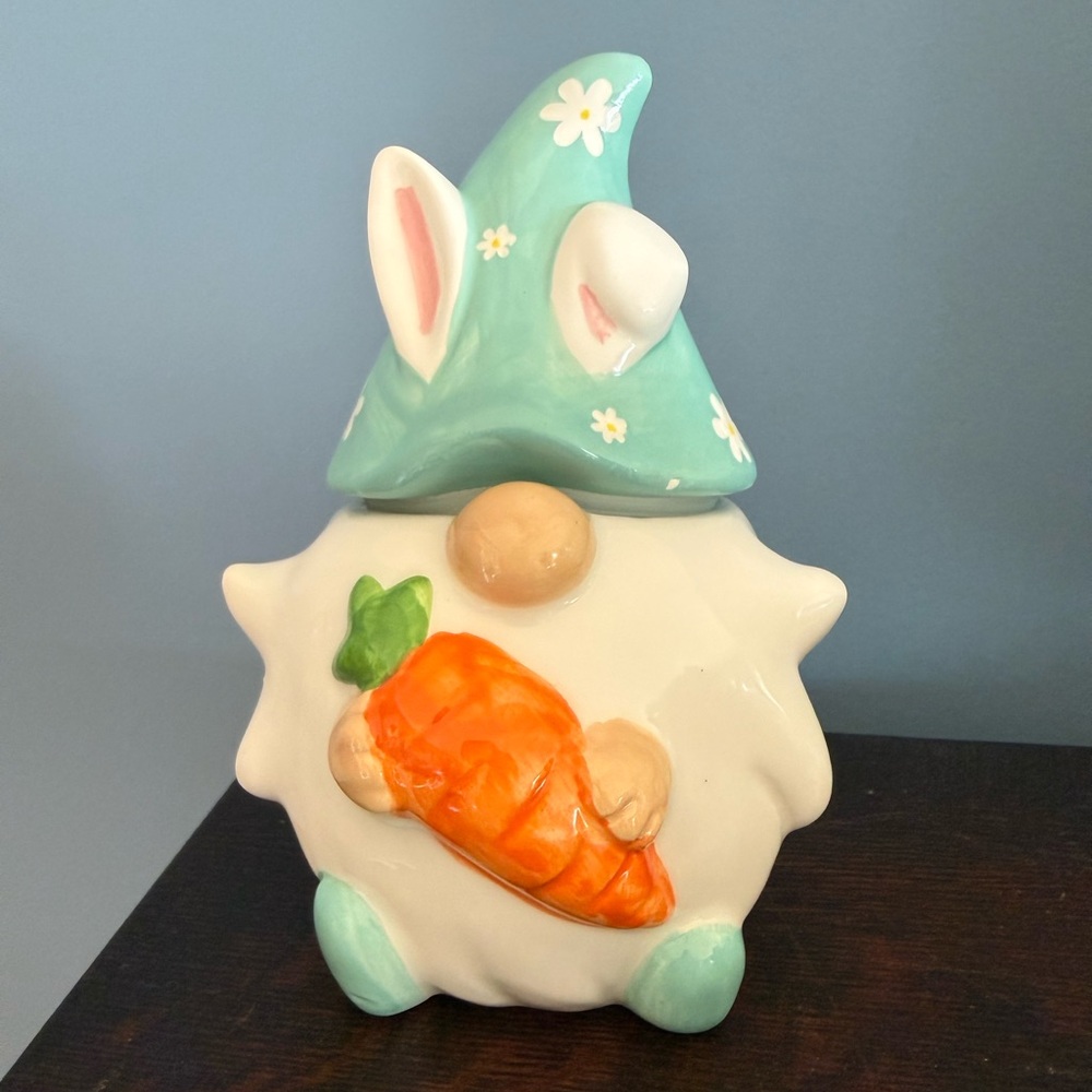 Easter Gnome Jar Candy Dish Decor New w/Tags